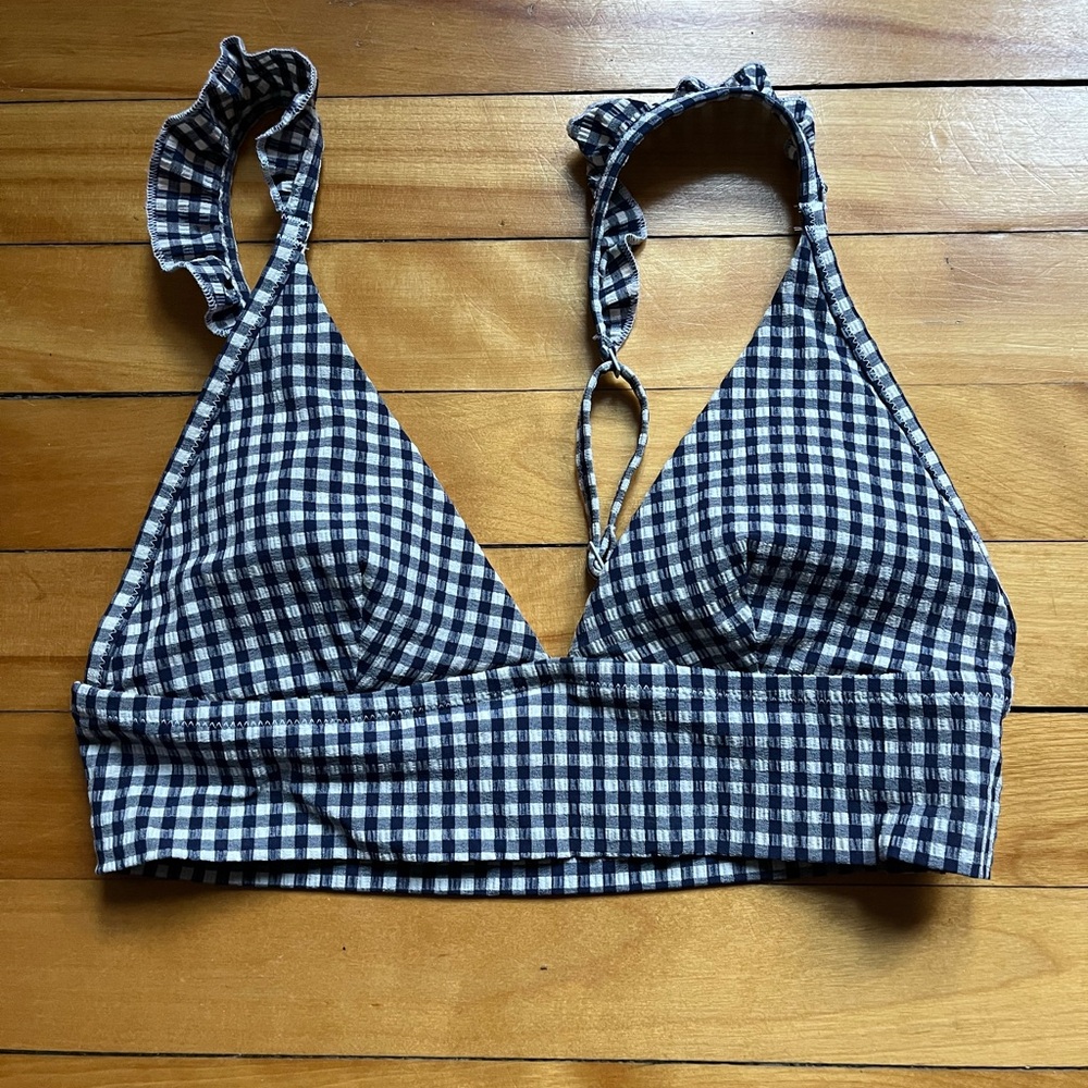 Aerie Gingham Triangle Bikini Top